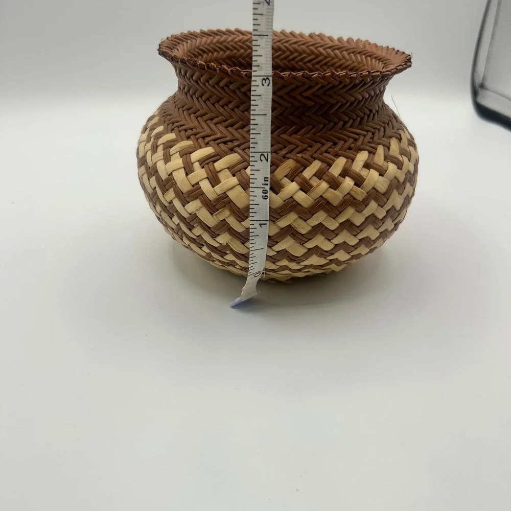 Vintage Tarahumara Raramuri Double Weave Basket Mexico Olla Southwestern